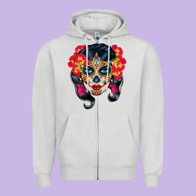 Sugar Skull Zipper Hoodie Designed By Bundleandbundleshop