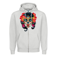 Dove Grey sugar skull Zipper Hoodie - BundleAndBundleShop