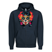 Navy sugar skull Zipper Hoodie - BundleAndBundleShop