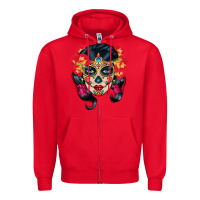 Red sugar skull Zipper Hoodie - BundleAndBundleShop