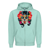 Seafoam sugar skull Zipper Hoodie - BundleAndBundleShop
