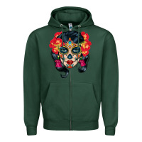 Sports Green sugar skull Zipper Hoodie - BundleAndBundleShop