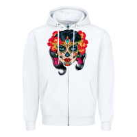 White sugar skull Zipper Hoodie - BundleAndBundleShop