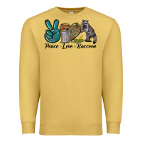 Antique Gold Peace love raccoon Premium Sweatshirt - LillyAllenDesigns