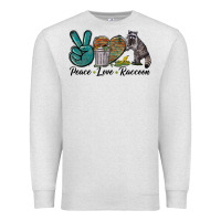Oatmeal Heather Peace love raccoon Premium Sweatshirt - LillyAllenDesigns