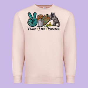 Peace Love Raccoon Premium Sweatshirt Designed By Lillyallendesigns