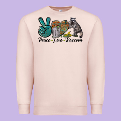 Peace Love Raccoon Premium Sweatshirt Designed By Lillyallendesigns