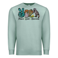 Seafoam Peace love raccoon Premium Sweatshirt - LillyAllenDesigns