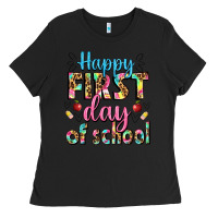 Black happy first day of school Ladies Tee - BundleAndBundleShop