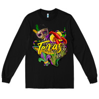 Black texas map mardi gras Long Sleeve Tee - CowGirlArtShop