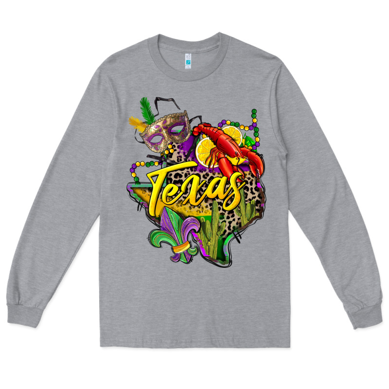 Texas Map Mardi Gras Long Sleeve Tee by CowGirlArtShop | Teevron