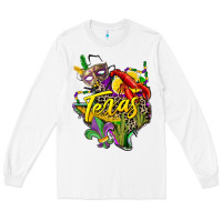 White texas map mardi gras Long Sleeve Tee - CowGirlArtShop