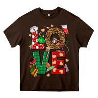 Chocolate Brown Love Nurse Christmas Heavy Core Tee - NancyCooperArtShop
