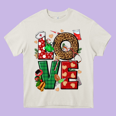 Love Nurse Christmas Heavy Core Tee Designed By Nancycooperartshop