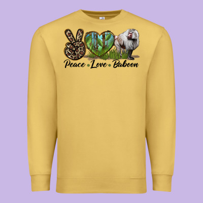 Leopard Peace Love Baboon Premium Sweatshirt Designed By Lillyallendesigns