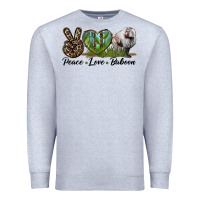 Heather Grey Leopard Peace Love Baboon Premium Sweatshirt - LillyAllenDesigns
