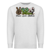 Oatmeal Heather Leopard Peace Love Baboon Premium Sweatshirt - LillyAllenDesigns