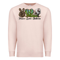 Pale Pink Leopard Peace Love Baboon Premium Sweatshirt - LillyAllenDesigns
