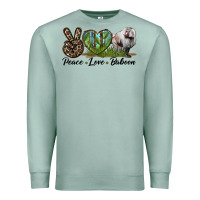 Seafoam Leopard Peace Love Baboon Premium Sweatshirt - LillyAllenDesigns