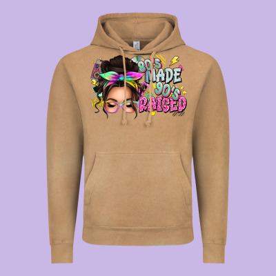 80s Made 90s Raised Messy Bun Vintage Hoodie Designed By Texasbilliewilder