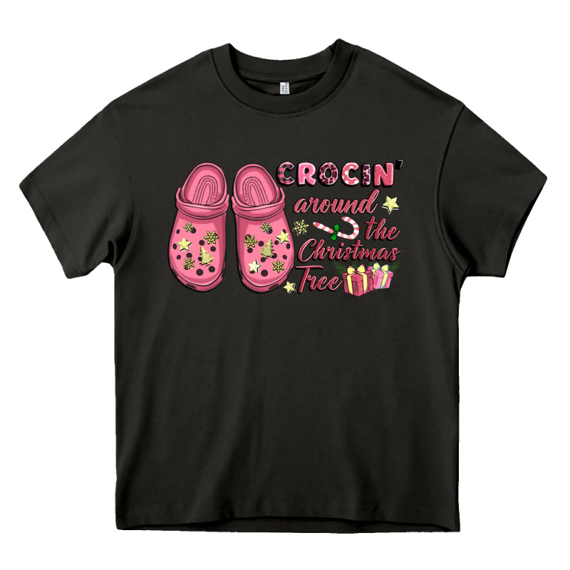 Pink Christmas Crocin' Around The Christmas Tree Heavy Core Tee by NancyCooperArtShop | Teevron