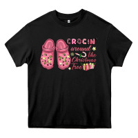 Black Pink Christmas crocin' around the Christmas tree Heavy Core Tee - NancyCooperArtShop