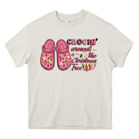 Cream Pink Christmas crocin' around the Christmas tree Heavy Core Tee - NancyCooperArtShop