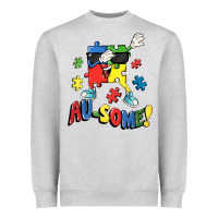 Heather Grey Au-some! Autism puzzle dabbing Heavyweight Sweatshirt - FaDigitalArtStudio