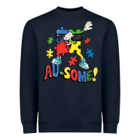 Navy Au-some! Autism puzzle dabbing Heavyweight Sweatshirt - FaDigitalArtStudio