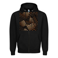 Black melanin american flag seamless pattern Zipper Hoodie - BundleAndBundleShop