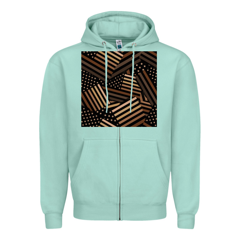 Melanin American Flag Seamless Pattern Zipper Hoodie by BundleAndBundleShop | Teevron