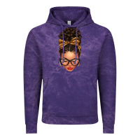 Cloud Purple Light skin afro messy bun leopard bow Vintage Hoodie - texasbilliewilder