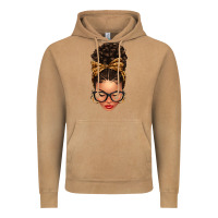 Vintage Camel Light skin afro messy bun leopard bow Vintage Hoodie - texasbilliewilder