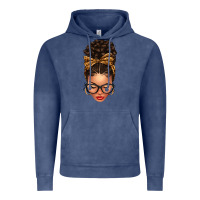 Vintage Denim Light skin afro messy bun leopard bow Vintage Hoodie - texasbilliewilder