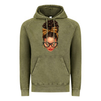 Vintage Olive Light skin afro messy bun leopard bow Vintage Hoodie - texasbilliewilder