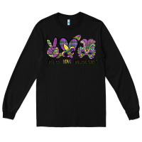 Black peace love mardi gras Long Sleeve Tee - CowGirlArtShop