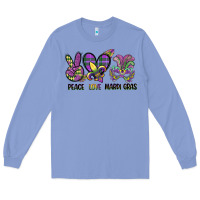 Colony Blue peace love mardi gras Long Sleeve Tee - CowGirlArtShop