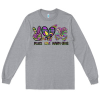 Heather Grey peace love mardi gras Long Sleeve Tee - CowGirlArtShop