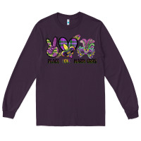Plum peace love mardi gras Long Sleeve Tee - CowGirlArtShop