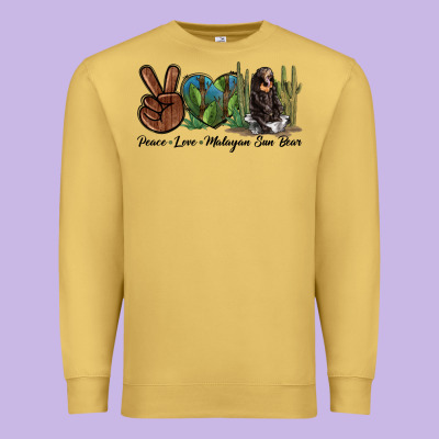 Peace Love Malayan Sun Bear Premium Sweatshirt Designed By Lillyallendesigns