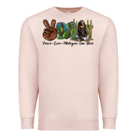 Pale Pink Peace Love Malayan Sun Bear Premium Sweatshirt - LillyAllenDesigns