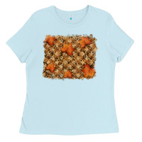 Baby Blue autumn leafe backround Ladies Tee - RanaPortraitStore