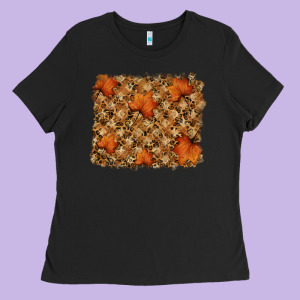 Autumn Leafe Backround Ladies Tee Designed By Ranaportraitstore