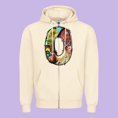 Farm Life Alphabet Lowercase Letters O Zipper Hoodie Designed By Bundleandbundleshop
