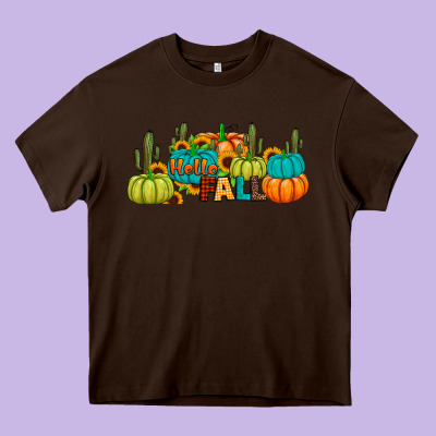 Hello Fall Heavy Core Tee Designed By Jahusdesignshop