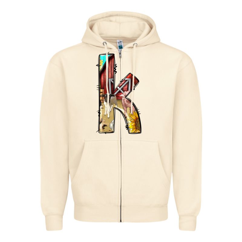 Farm Life Alphabet Lowercase Letters K Zipper Hoodie by BundleAndBundleShop | Teevron