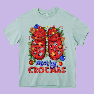 Merry Crocmas Heavy Core Tee Designed By Nancycooperartshop