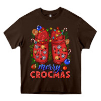 Chocolate Brown Merry crocmas Heavy Core Tee - NancyCooperArtShop