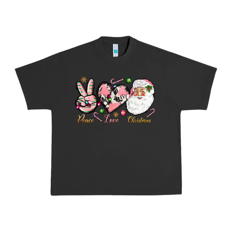 Peace Love Pink Christmas Urban Heavy Tee by NancyCooperArtShop | Teevron