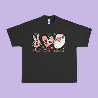 Peace Love Pink Christmas Urban Heavy Tee Designed By Nancycooperartshop